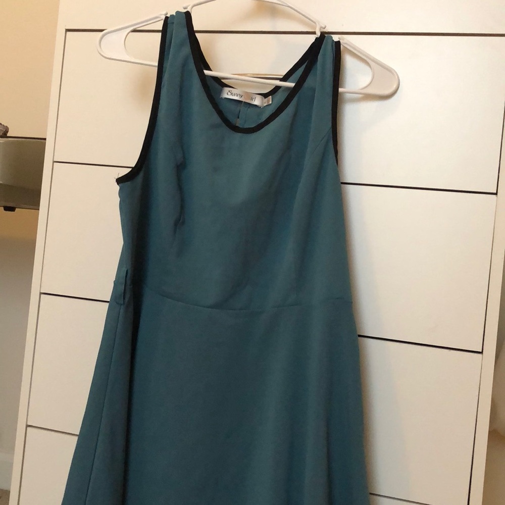 Blue and black dress